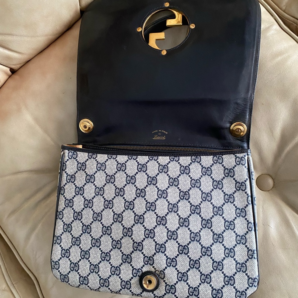 RARE Vintage Gucci 70s Blondie Shoulder Bag GG Saddle COA - Picture 10 of 16